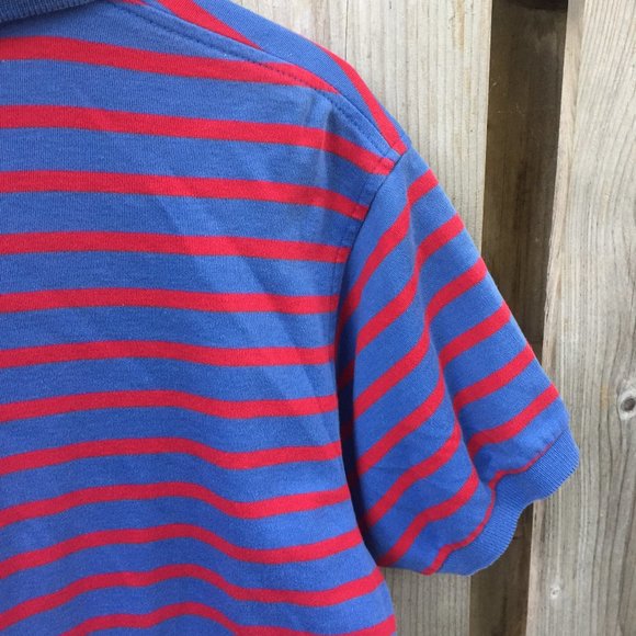 Land's End men's blue & red striped polo tee - size M - Picture 7 of 7